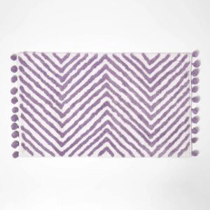 HOMESCAPES Baumwoll-Badmatte Zickzack Pom Pom Kanten - Badmatte HOMESCAPES Baumwoll-Badmatte Zickzack Pom Pom Kanten - Badmatte
