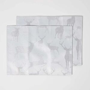 Homescapes Silver Stag Christmas Placemats - Christmas Table Linen Homescapes Silver Stag Christmas Placemats - Christmas Table Linen