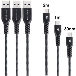 TECHGEAR - 3 Pack - Braided - 30/100/200 cm - USB-C Cable TECHGEAR - 3 Pack - Braided - 30/100/200 cm - USB-C Cable