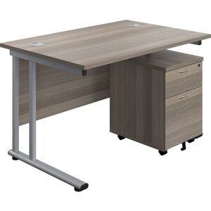 Ashvale Keswick Grey Oak Office Desk - 1200x800 Rectangular with Mobile Pedestal Ashvale Keswick Grey Oak Office Desk - 1200x800 Rectangular with Mobile Pedestal