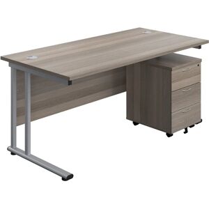 Unbranded 1600X800 Twin Rectangular Desk Grey Oak - Desk Unbranded 1600X800 Twin Rectangular Desk Grey Oak - Desk