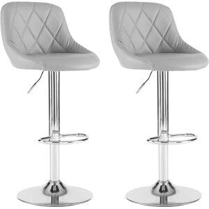 NEO GREY Set of Two Madrid Faux Leather Chrome Barstools - Barstool NEO GREY Set of Two Madrid Faux Leather Chrome Barstools - Barstool