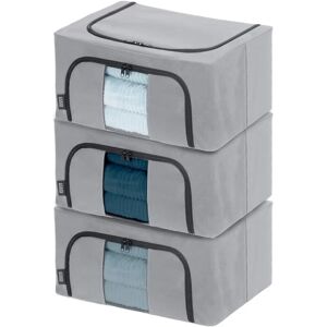 LIVIVO Large Grey Fabric Storage Box Set of 3 - Storage Box LIVIVO Large Grey Fabric Storage Box Set of 3 - Storage Box