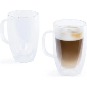 LIVIVO Set of 2 Double Wall 'Twist' Coffee Mugs - Insulated Glass LIVIVO Set of 2 Double Wall 'Twist' Coffee Mugs - Insulated Glass
