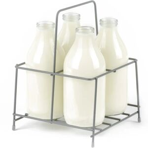LIVIVO Milk Crate Bottle Holder Caddy for Milk, Juice, Wine or Beer Bottle - 6 Bottle Grey LIVIVO Milk Crate Bottle Holder Caddy for Milk, Juice, Wine or Beer Bottle - 6 Bottle Grey