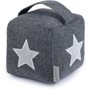 LIVIVO Heavy Cube Grey Door Stopper - Stylish Tweed-Style Fabric Cover LIVIVO Heavy Cube Grey Door Stopper - Stylish Tweed-Style Fabric Cover