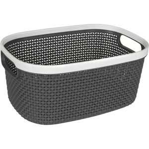 LIVIVO Ulana Plastic Woven Effect Storage Basket - Grey LIVIVO Ulana Plastic Woven Effect Storage Basket - Grey