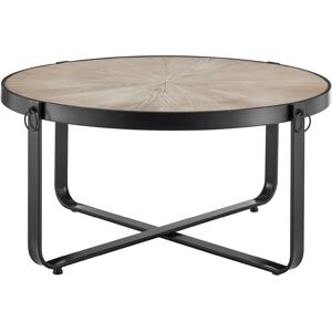 LIVIVO Kori Light Oak Coffee & Side Table - Rustic Metal Frame LIVIVO Kori Light Oak Coffee & Side Table - Rustic Metal Frame
