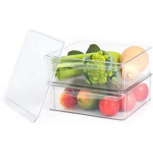 LIVIVO Extra Large Clear Fridge Organiser - Set of 2 LIVIVO Extra Large Clear Fridge Organiser - Set of 2