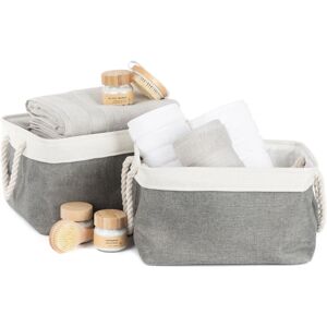 LIVIVO Large Grey Foldable Canvas Storage Bins - Set of 2 LIVIVO Large Grey Foldable Canvas Storage Bins - Set of 2