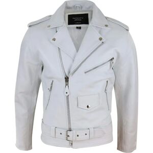Blouson en Cuir Blanc Classique pour Hommes avec Fermeture Éclair Croisée - Publicité Blouson en Cuir Blanc Classique pour Hommes avec Fermeture Éclair Croisée - Publicité