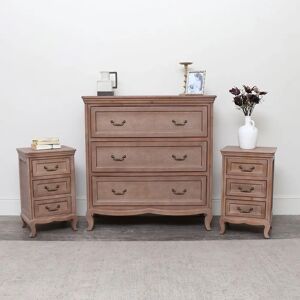 Hessian Range Solid Wood 3-Drawer Chest & Bedside Tables Hessian Range Solid Wood 3-Drawer Chest & Bedside Tables