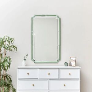 Green Glass Art Deco Wall Mirror - 60cm x 100cm Green Glass Art Deco Wall Mirror - 60cm x 100cm