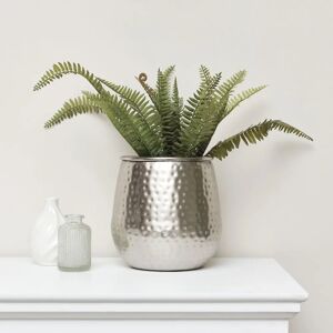 Silver Hammered Metal Planter - 20cm - Modern Decor Silver Hammered Metal Planter - 20cm - Modern Decor