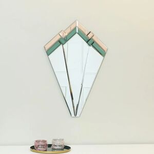 Green & Pink Glass Art Deco Fan Wall Mirror - Wall Mirror Green & Pink Glass Art Deco Fan Wall Mirror - Wall Mirror