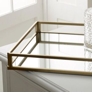 Gold Mirrored Cocktail Tray - Rectangle Metal Glass Decor - 40cm Gold Mirrored Cocktail Tray - Rectangle Metal Glass Decor - 40cm