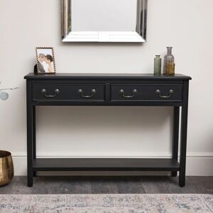 Black Vintage Console Table - Storage Shelves & 2 Drawers Black Vintage Console Table - Storage Shelves & 2 Drawers