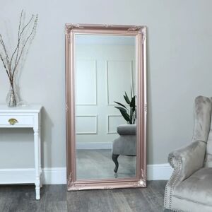 Melody Maison Large Rose Gold Pink Ornate Wall/Floor Mirror - 78cm x 158cm Melody Maison Large Rose Gold Pink Ornate Wall/Floor Mirror - 78cm x 158cm