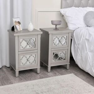 Sabrina Silver Range Mirrored Bedside Tables - Antique Silver Champagne Sabrina Silver Range Mirrored Bedside Tables - Antique Silver Champagne