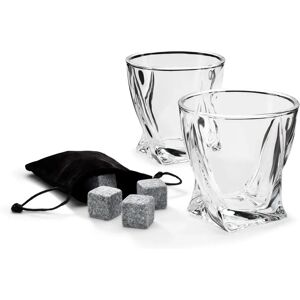 Menkind Twisted Glasses and Ice Stones Dual Set - Whiskey Tumblers & Reusable Ice Cubes Menkind Twisted Glasses and Ice Stones Dual Set - Whiskey Tumblers & Reusable Ice Cubes