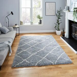 Think Rugs G257 Grey/Cream Diamond Geometric Shaggy Rug - Rug Think Rugs G257 Grey/Cream Diamond Geometric Shaggy Rug - Rug