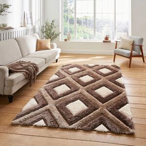 Think Rugs Olympia GR224 Beige Brown Geometric Shaggy Rug - Rug Think Rugs Olympia GR224 Beige Brown Geometric Shaggy Rug - Rug