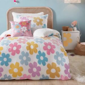 Bedlam Retro Flower Fleece Duvet Cover Set - Bedding Set Bedlam Retro Flower Fleece Duvet Cover Set - Bedding Set