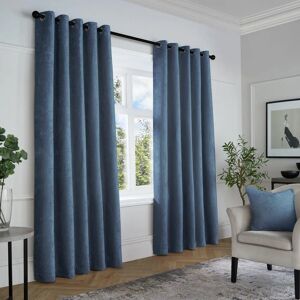 Curtina Navy Textured Chenille Eyelet Curtains - Curtains Curtina Navy Textured Chenille Eyelet Curtains - Curtains