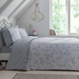 Dreams & Drapes Kristen Duvet Cover Bedding Set Grey - Floral, Frill, Superking Dreams & Drapes Kristen Duvet Cover Bedding Set Grey - Floral, Frill, Superking