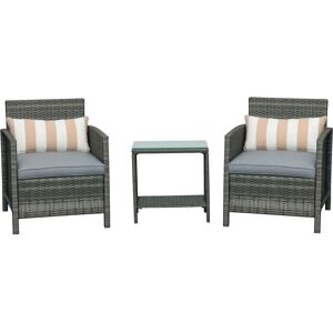 Outsunny 3-Piece Outdoor Rattan Sofa Set Grey Outsunny 3-Piece Outdoor Rattan Sofa Set Grey