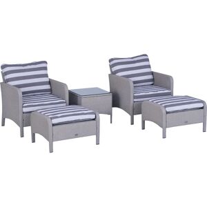 Outsunny 5-Piece Outdoor Patio Furniture Wicker Set - Grey Outsunny 5-Piece Outdoor Patio Furniture Wicker Set - Grey