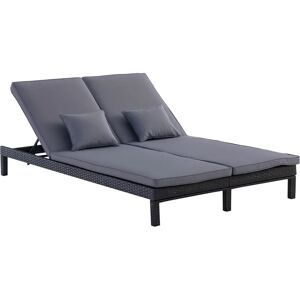 Outsunny Double Sun Lounger - Black, Grey - Garden Furniture Outsunny Double Sun Lounger - Black, Grey - Garden Furniture