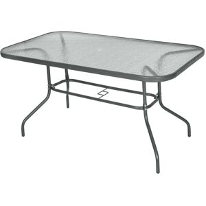 Outsunny Metal Garden Dining Table - Glass, Umbrella Hole Outsunny Metal Garden Dining Table - Glass, Umbrella Hole