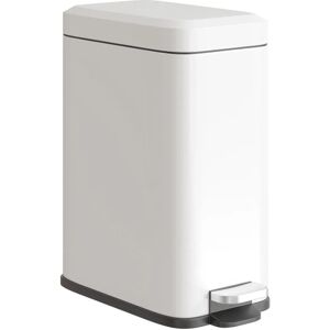 HOMCOM 5L Steel Waste Trash Bin Quiet-Close Lid White - Trash Bin HOMCOM 5L Steel Waste Trash Bin Quiet-Close Lid White - Trash Bin