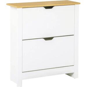 HOMCOM White Shoe Storage Cabinet 4 Shelves 2 Drawers - Shoe Storage Cabinet HOMCOM White Shoe Storage Cabinet 4 Shelves 2 Drawers - Shoe Storage Cabinet