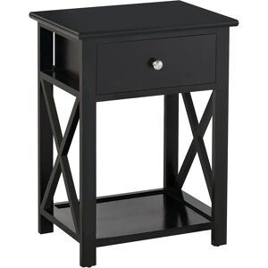 HOMCOM Black 55cm End Side Table with Drawer - Side Table HOMCOM Black 55cm End Side Table with Drawer - Side Table
