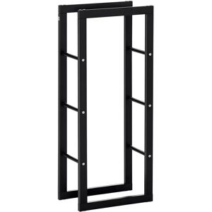 HOMCOM Metal Firewood Log Holder Rack - Firewood Storage Stand HOMCOM Metal Firewood Log Holder Rack - Firewood Storage Stand