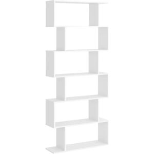 HOMCOM White 6-Tier Wooden S-Shaped Shelf - Shelf HOMCOM White 6-Tier Wooden S-Shaped Shelf - Shelf