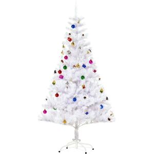 HOMCOM 5ft Snow Artificial Christmas Tree Metal Stand Decorations Home - Christmas Tree HOMCOM 5ft Snow Artificial Christmas Tree Metal Stand Decorations Home - Christmas Tree