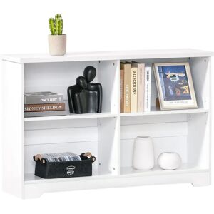 HOMCOM Model 4-Compartment White Bookcase - Low, 2-Tier, 4-Section Display HOMCOM Model 4-Compartment White Bookcase - Low, 2-Tier, 4-Section Display