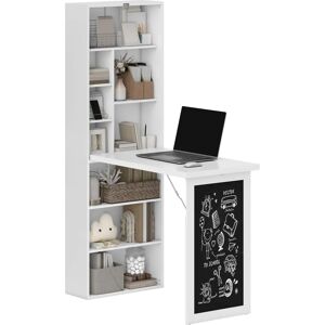 HOMCOM White Folding Wall Desk - Space-saving Multi-function Workstation HOMCOM White Folding Wall Desk - Space-saving Multi-function Workstation