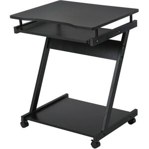 HOMCOM Movable Computer Desk with 4 Wheels - Black - Computer Desk HOMCOM Movable Computer Desk with 4 Wheels - Black - Computer Desk