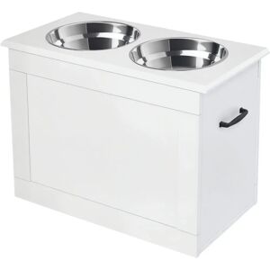 PawHut Raised Pet Dog Bowls - White - Elevated Food & Water Stand PawHut Raised Pet Dog Bowls - White - Elevated Food & Water Stand