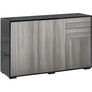 HOMCOM Grey Side Cabinet with 2 D-Doors & 2 Drawers - Side Cabinet HOMCOM Grey Side Cabinet with 2 D-Doors & 2 Drawers - Side Cabinet