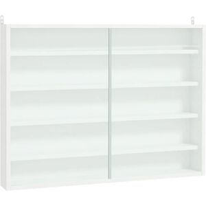 HOMCOM White 5-Tier Wall Shelf with Glass & Slide Doors HOMCOM White 5-Tier Wall Shelf with Glass & Slide Doors