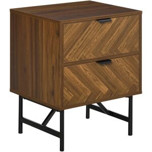 HOMCOM Bedside Table - Two-Drawer Herringbone - Brown HOMCOM Bedside Table - Two-Drawer Herringbone - Brown
