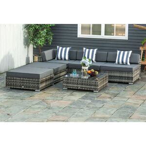 Outsunny Rattan Furniture Set - Garden, Grey, 6 Pieces Outsunny Rattan Furniture Set - Garden, Grey, 6 Pieces