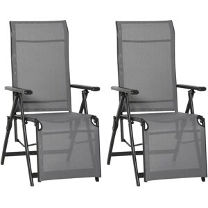 Outsunny Grey Sun Recliner Loungers Set of 2 - Sun Recliner Loungers Outsunny Grey Sun Recliner Loungers Set of 2 - Sun Recliner Loungers