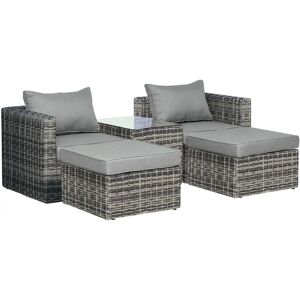 Outsunny Rattan Garden Furniture Set - 5 Pcs, Grey Outsunny Rattan Garden Furniture Set - 5 Pcs, Grey