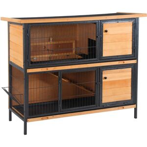 PawHut Wooden Metal Rabbit Hutch - 2-Story with Ramp PawHut Wooden Metal Rabbit Hutch - 2-Story with Ramp